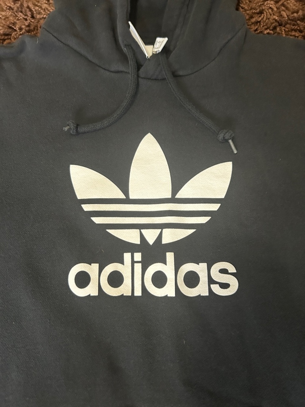 ADIDAS Black Hoodie with White Trefoil Logo